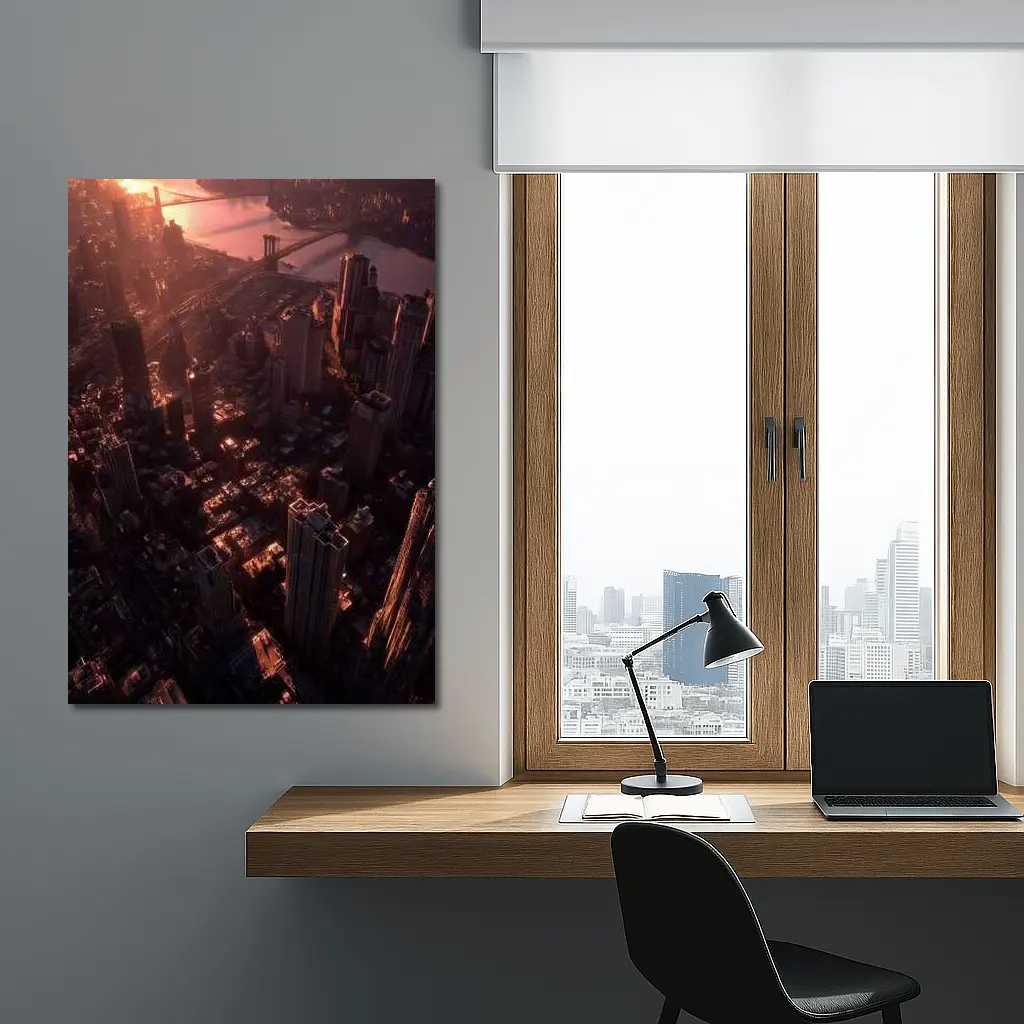 New York City Aerial View at Sunset – Wall Art