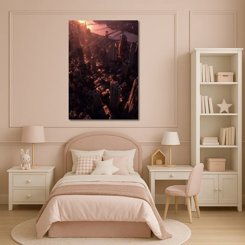New York City Aerial View at Sunset – Wall Art