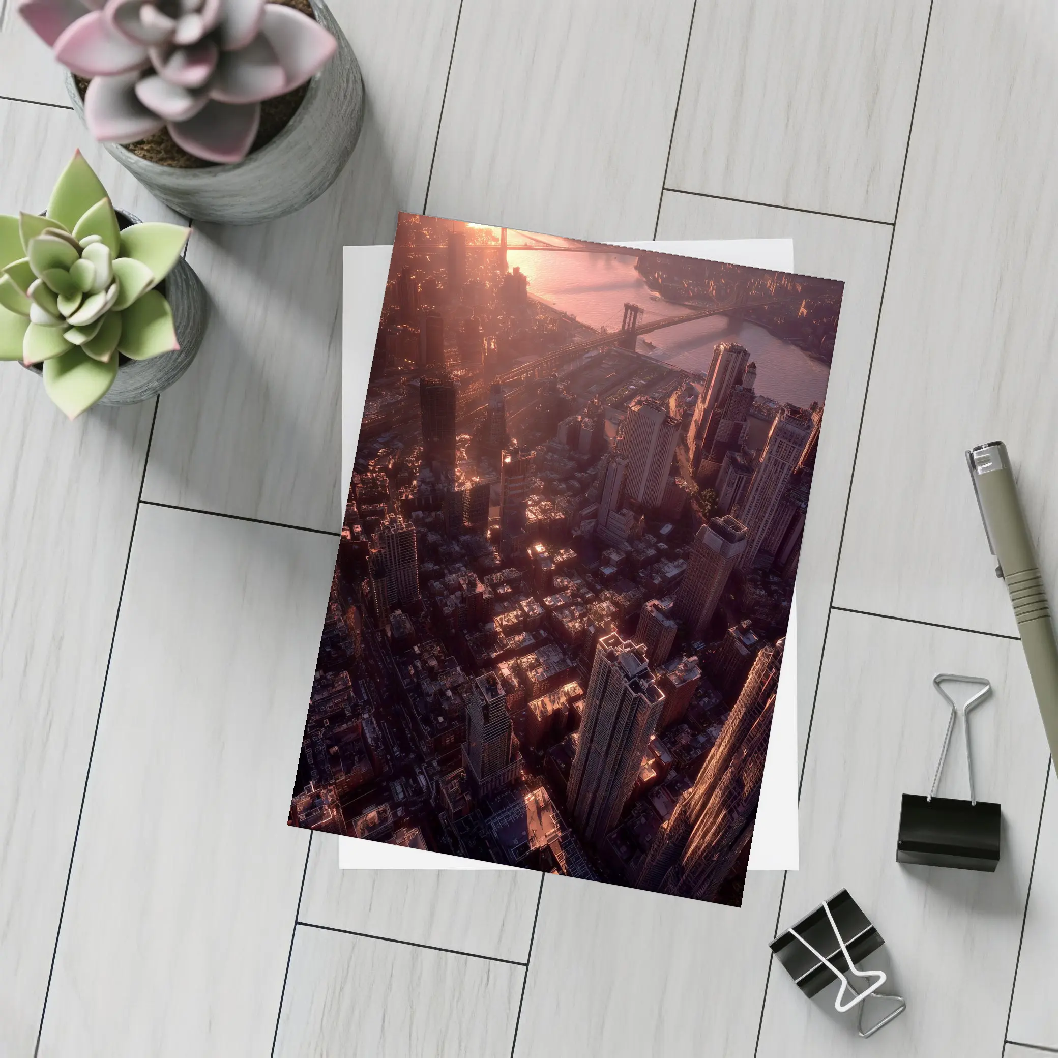 New York City Aerial View at Sunset – Postcards