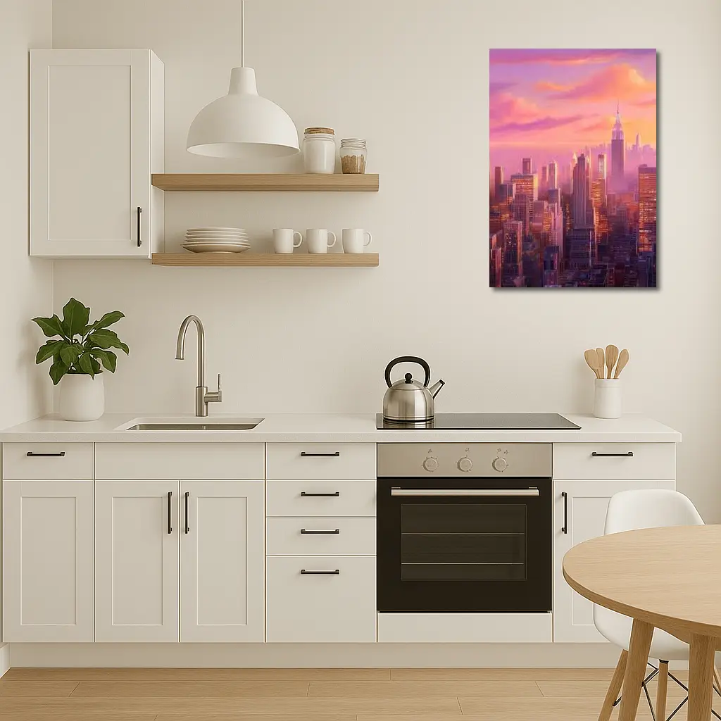 New York City Skyline Pink Sunset Art – Wall Art