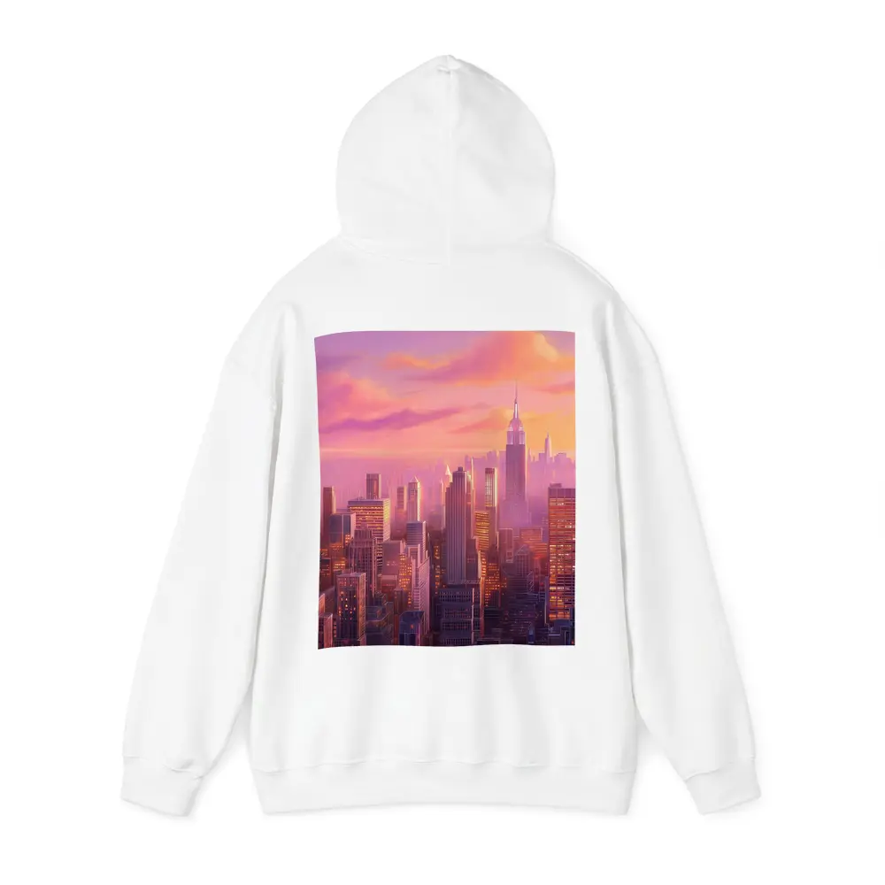 New York City Skyline Pink Sunset Art – Hoodies