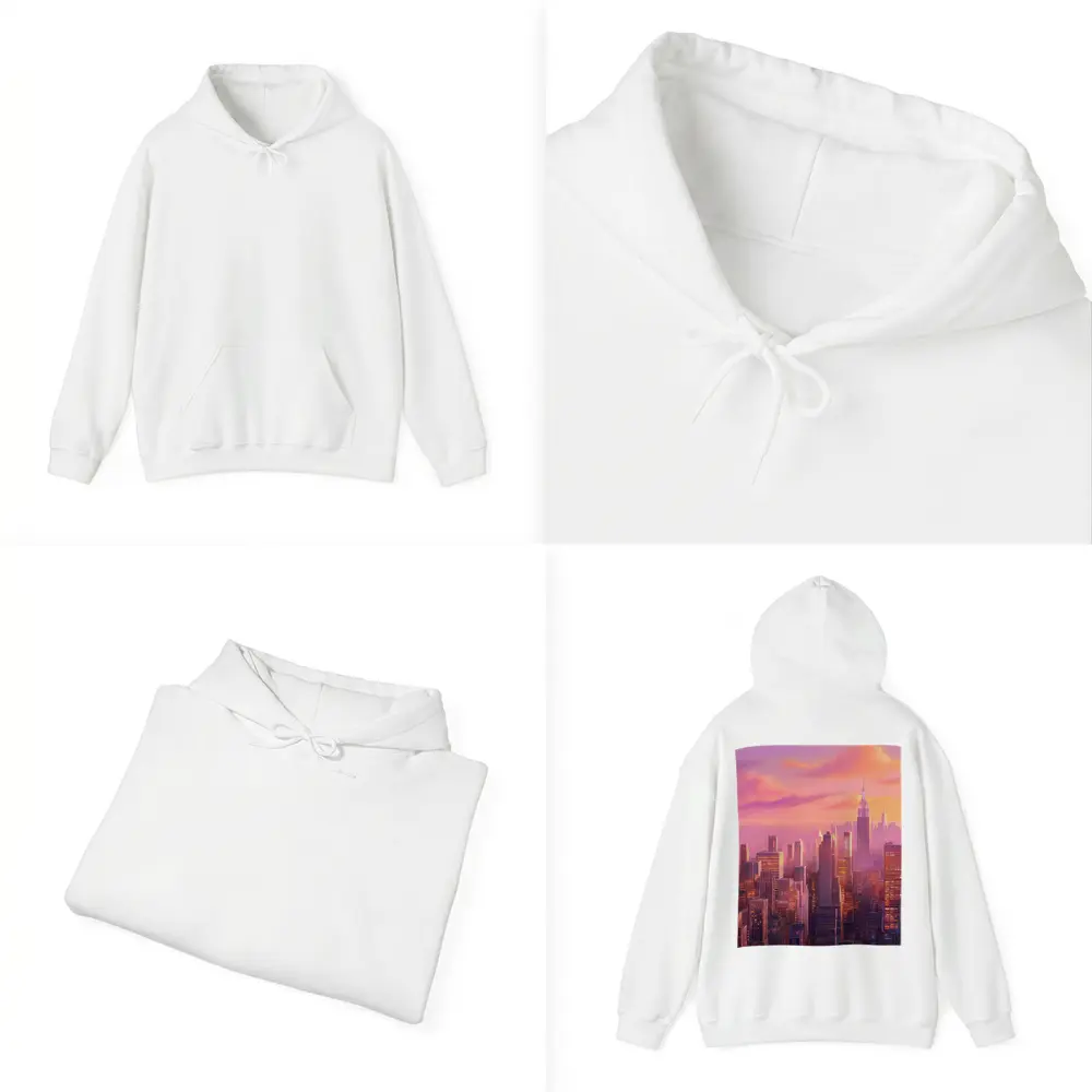 New York City Skyline Pink Sunset Art – Hoodies