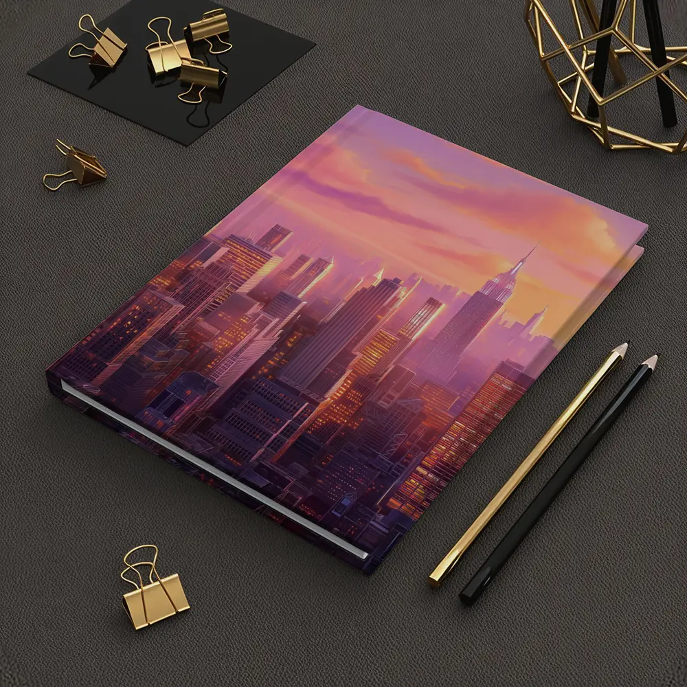 New York City Skyline Pink Sunset Art – Notebooks