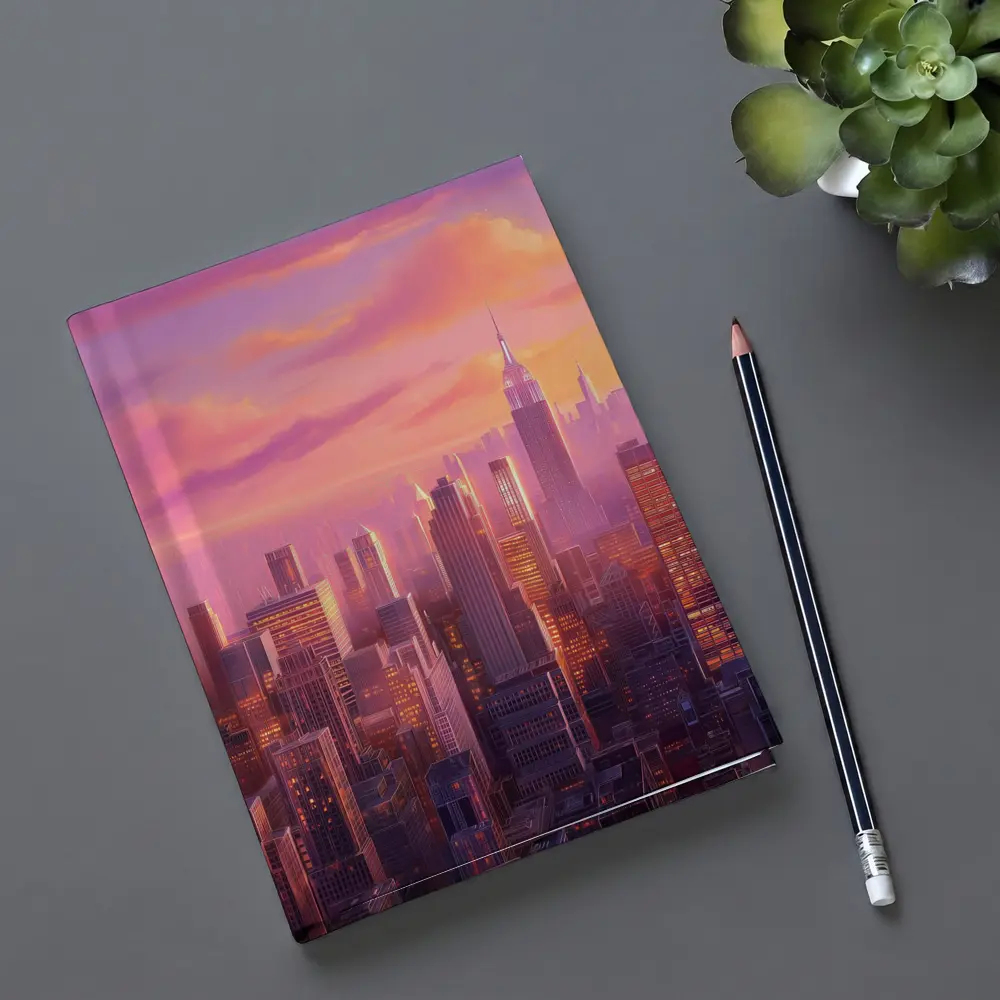 New York City Skyline Pink Sunset Art – Notebooks
