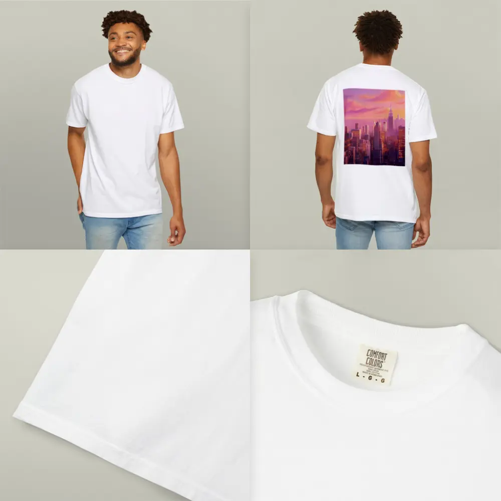 New York City Skyline Pink Sunset Art – T-Shirts