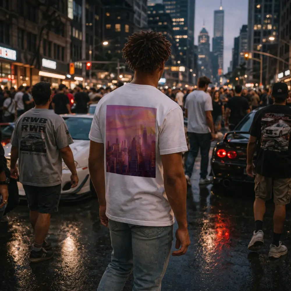 New York City Skyline Pink Sunset Art – T-Shirts