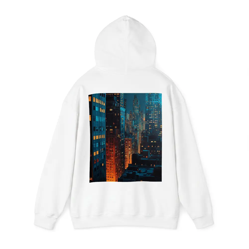 City At Night Dark Blue Skyline Painting – Hoodies