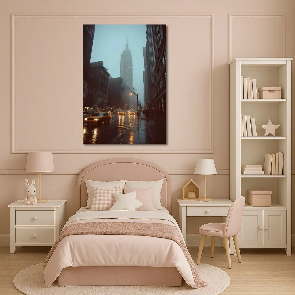 Empire State Building Rainy New York Street – Wall Art