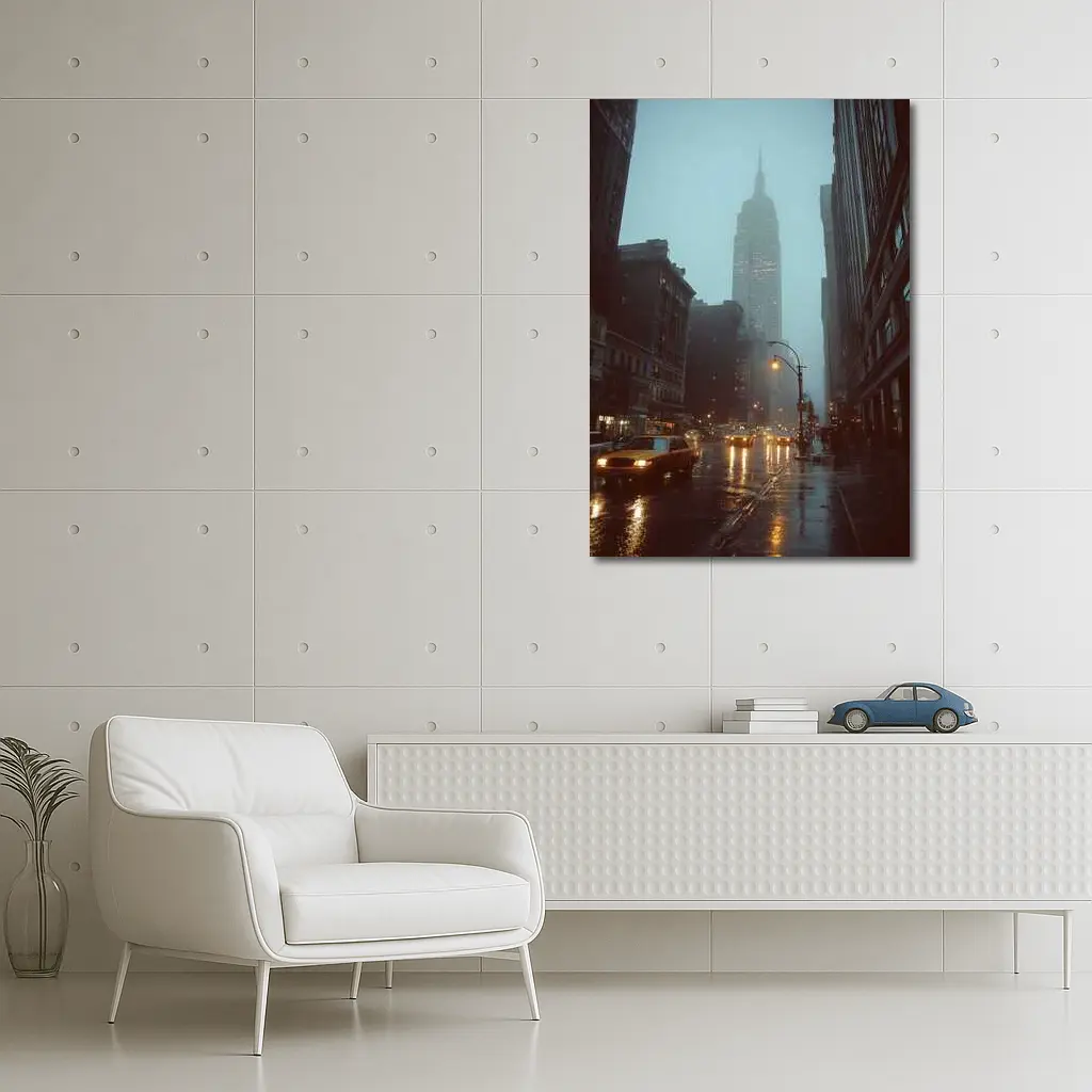 Empire State Building Rainy New York Street – Wall Art