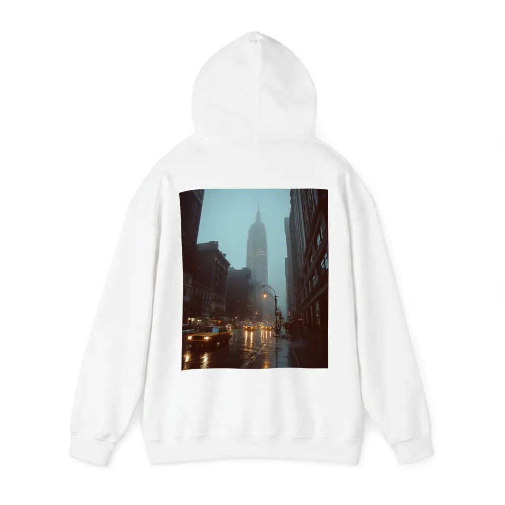 Empire State Building Rainy New York Street – Hoodies