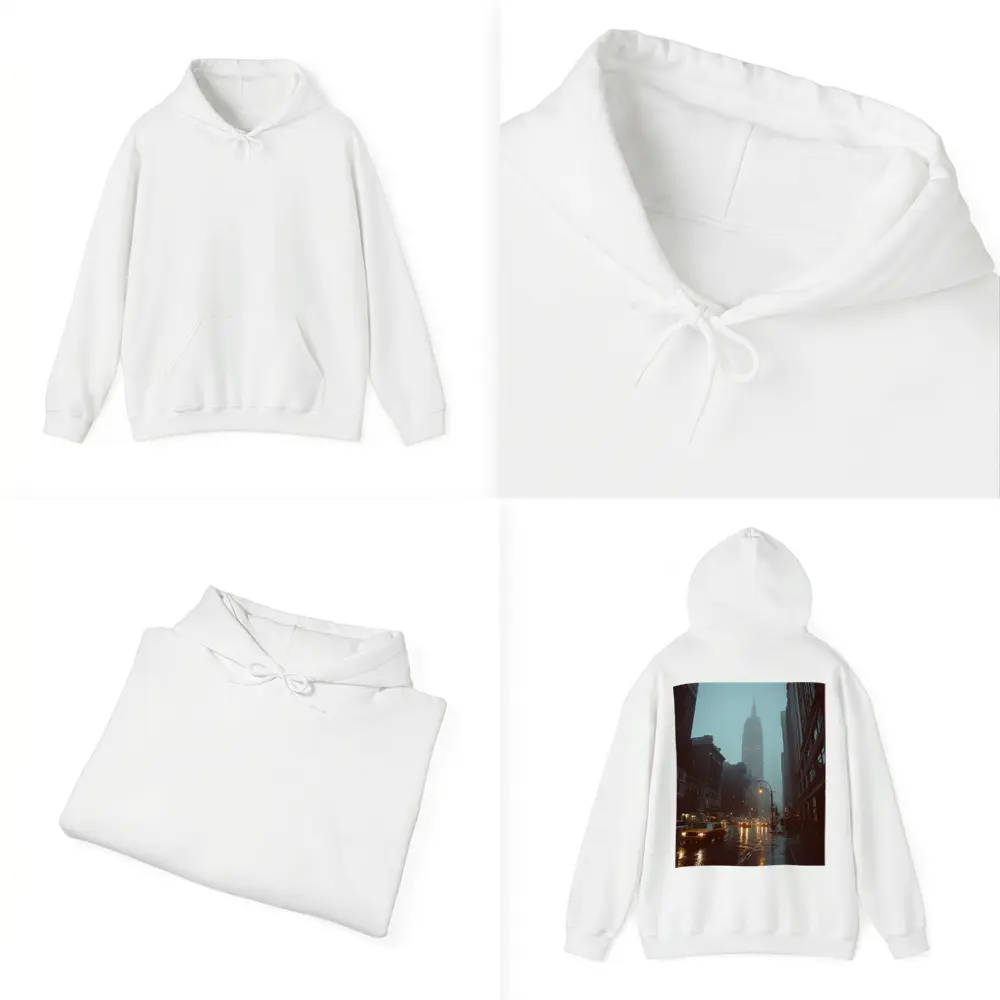 Empire State Building Rainy New York Street – Hoodies