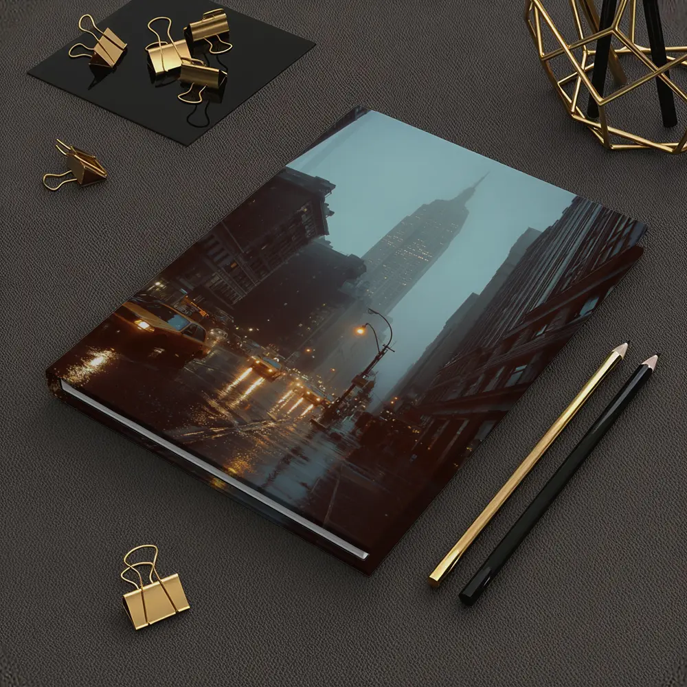 Empire State Building Rainy New York Street – Notebooks
