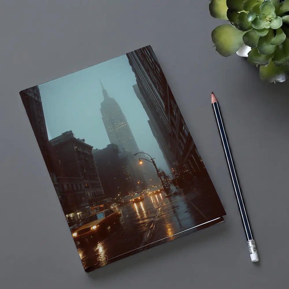 Empire State Building Rainy New York Street – Notebooks