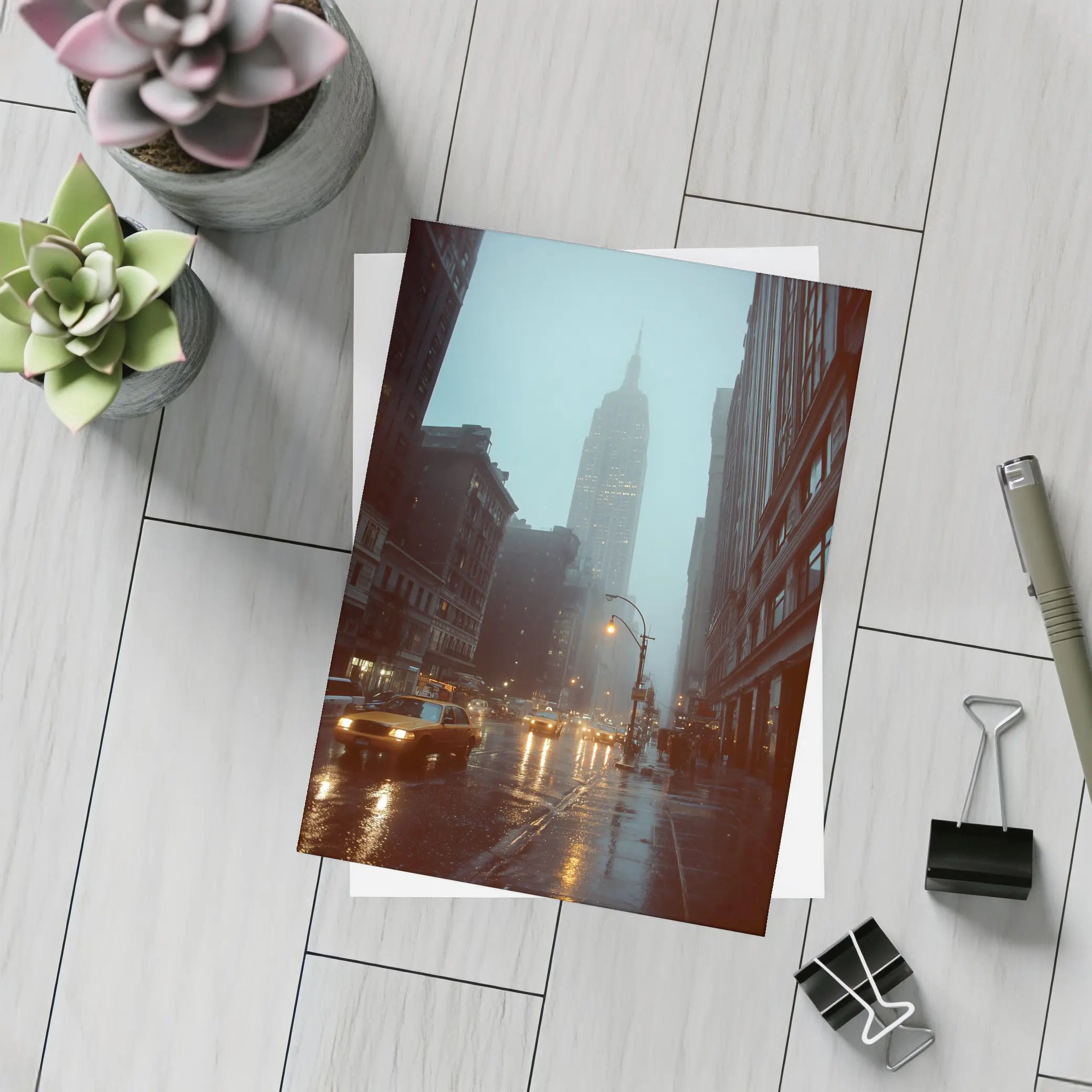 Empire State Building Rainy New York Street – Postcards