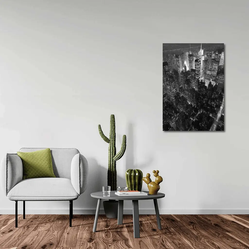 New York City Skyline Aerial Night View – Wall Art