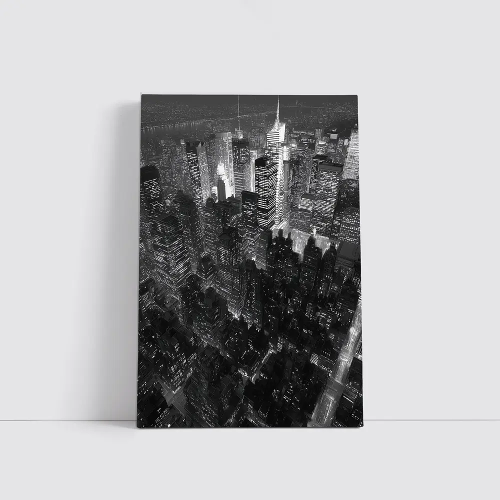 New York City Skyline Aerial Night View – Wall Art