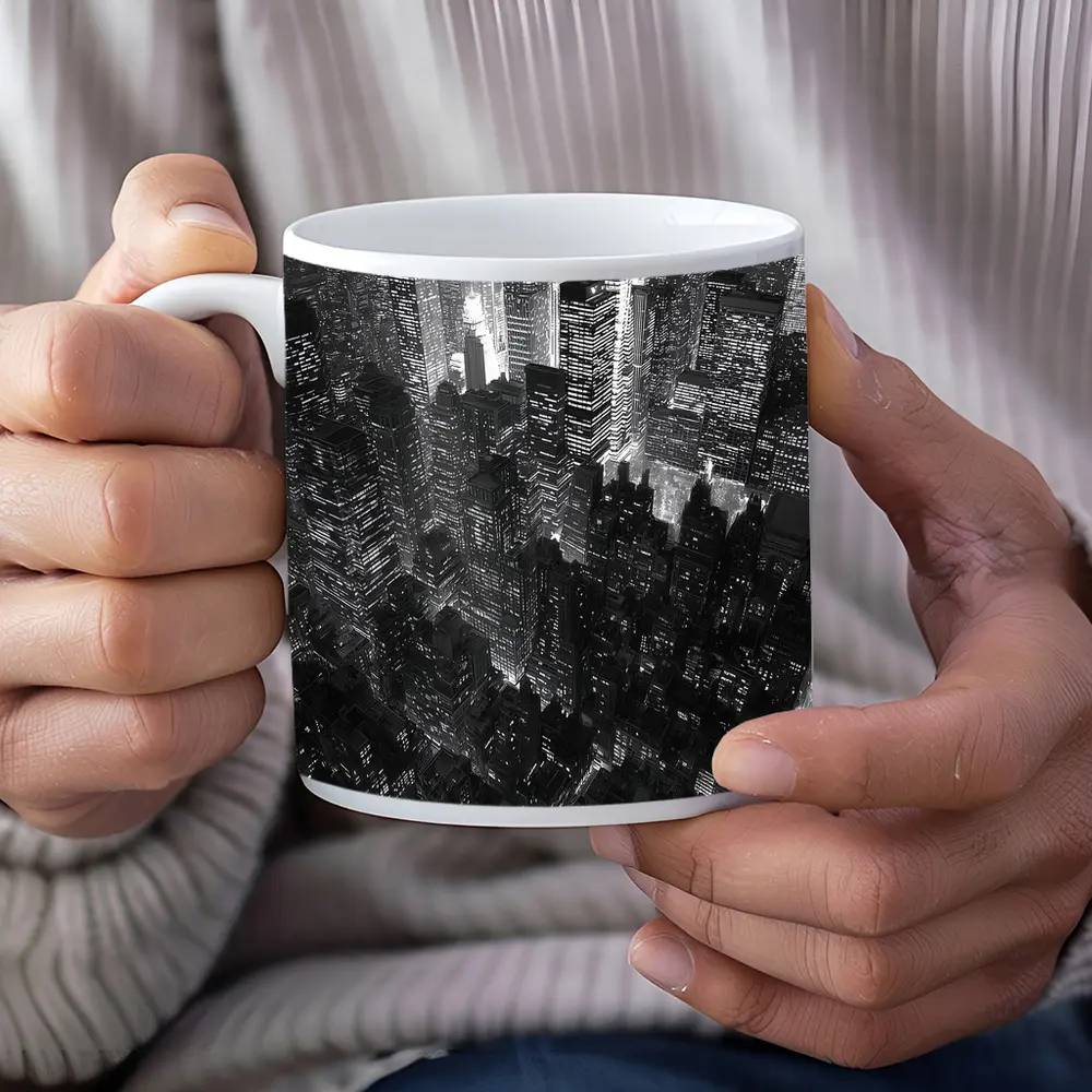 New York City Skyline Aerial Night View – Mugs