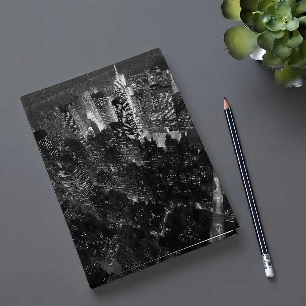 New York City Skyline Aerial Night View – Notebooks