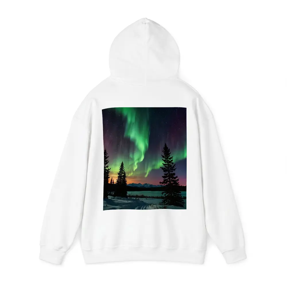 Aurora Borealis Over Snowy Winter Forest – Hoodies
