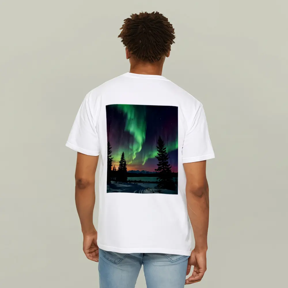 Aurora Borealis Over Snowy Winter Forest – T-Shirts
