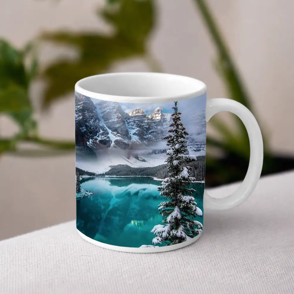 Moraine Lake Winter Snow Mountains Canada – Mugs