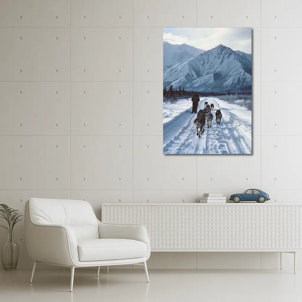 Husky Sled Dog Team Snowy Mountain Trail – Wall Art