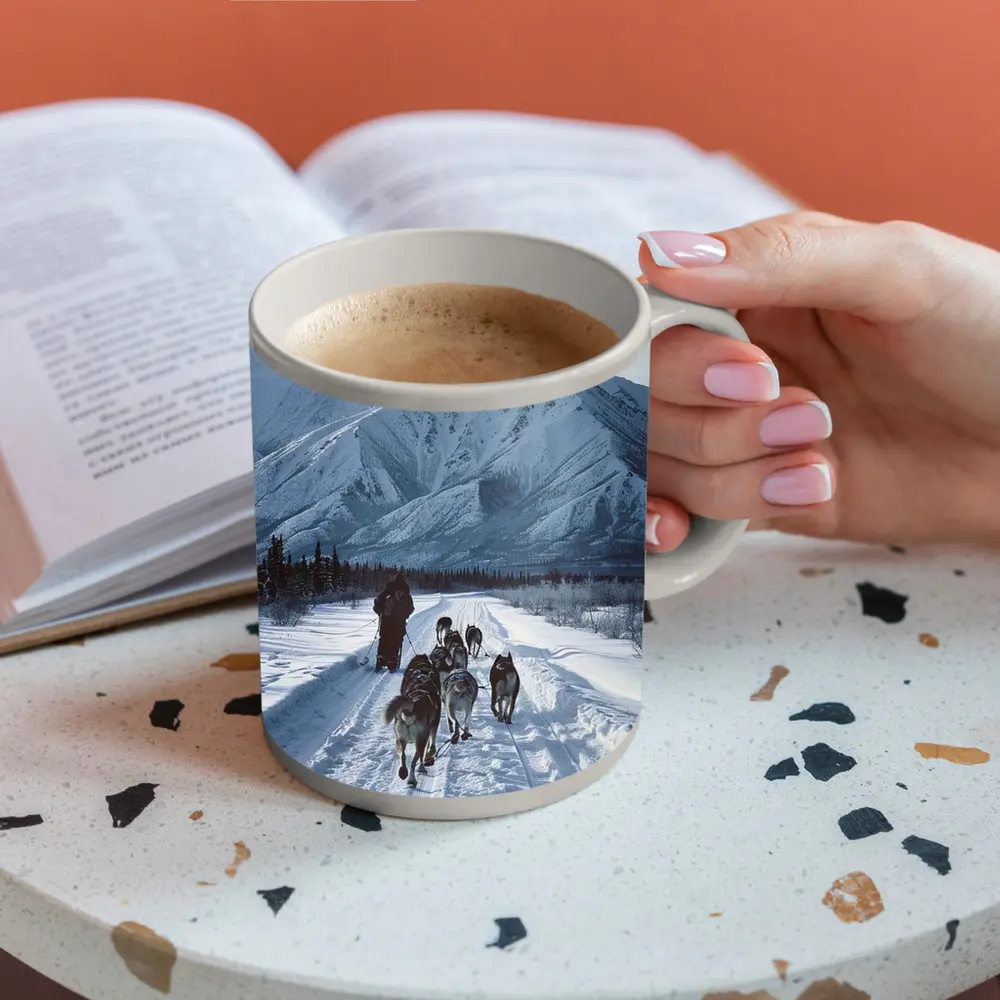 Husky Sled Dog Team Snowy Mountain Trail – Mugs