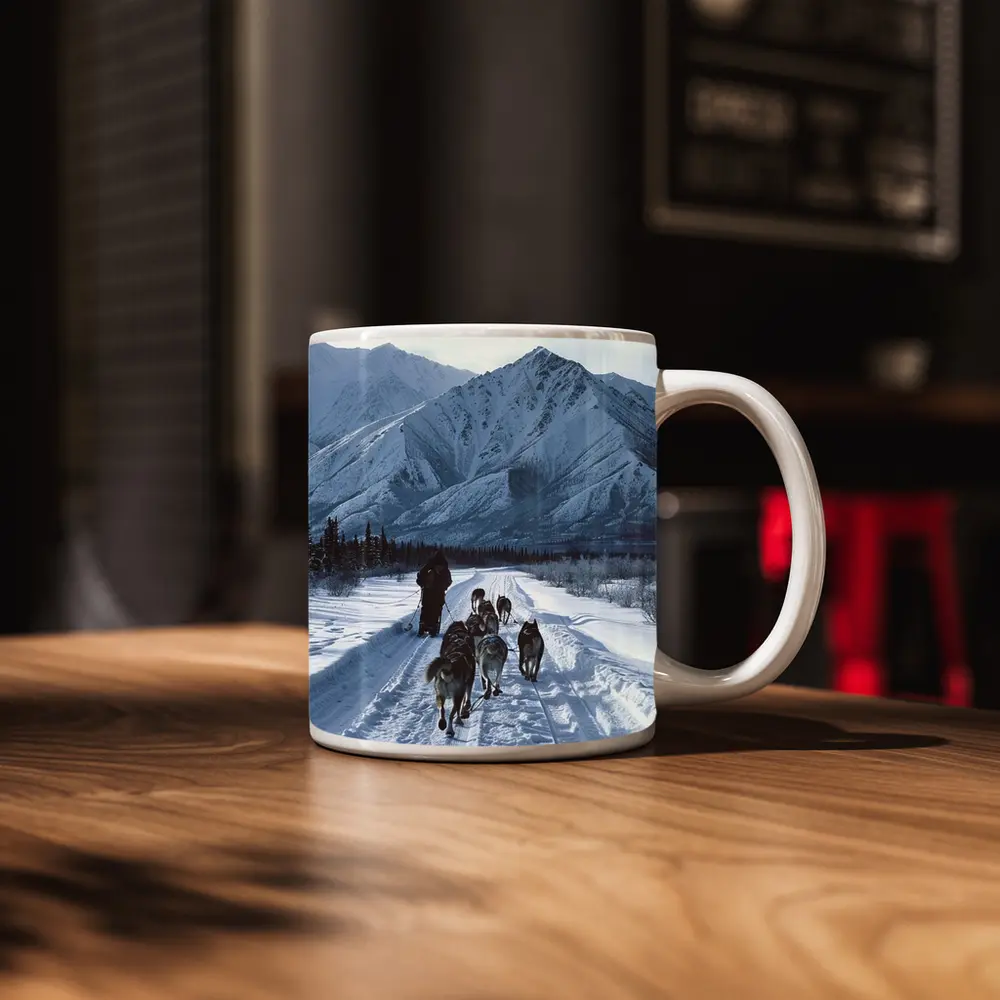 Husky Sled Dog Team Snowy Mountain Trail – Mugs