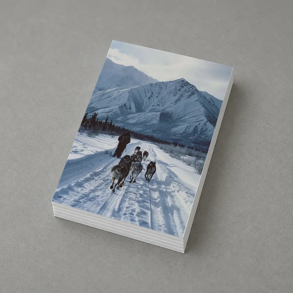 Husky Sled Dog Team Snowy Mountain Trail – Postcards