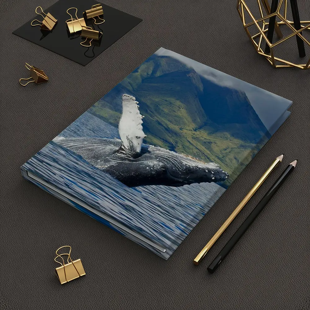 Humpback Whale Breaching Ocean Mountain Backdrop – Notebooks