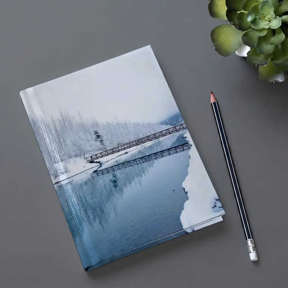 Snowy River Bridge Winter Forest Reflection – Notebooks