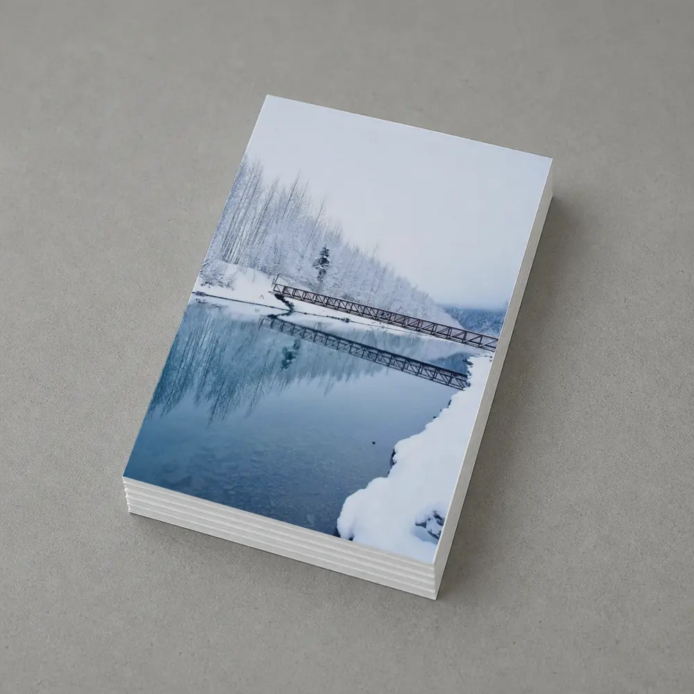 Snowy River Bridge Winter Forest Reflection – Postcards