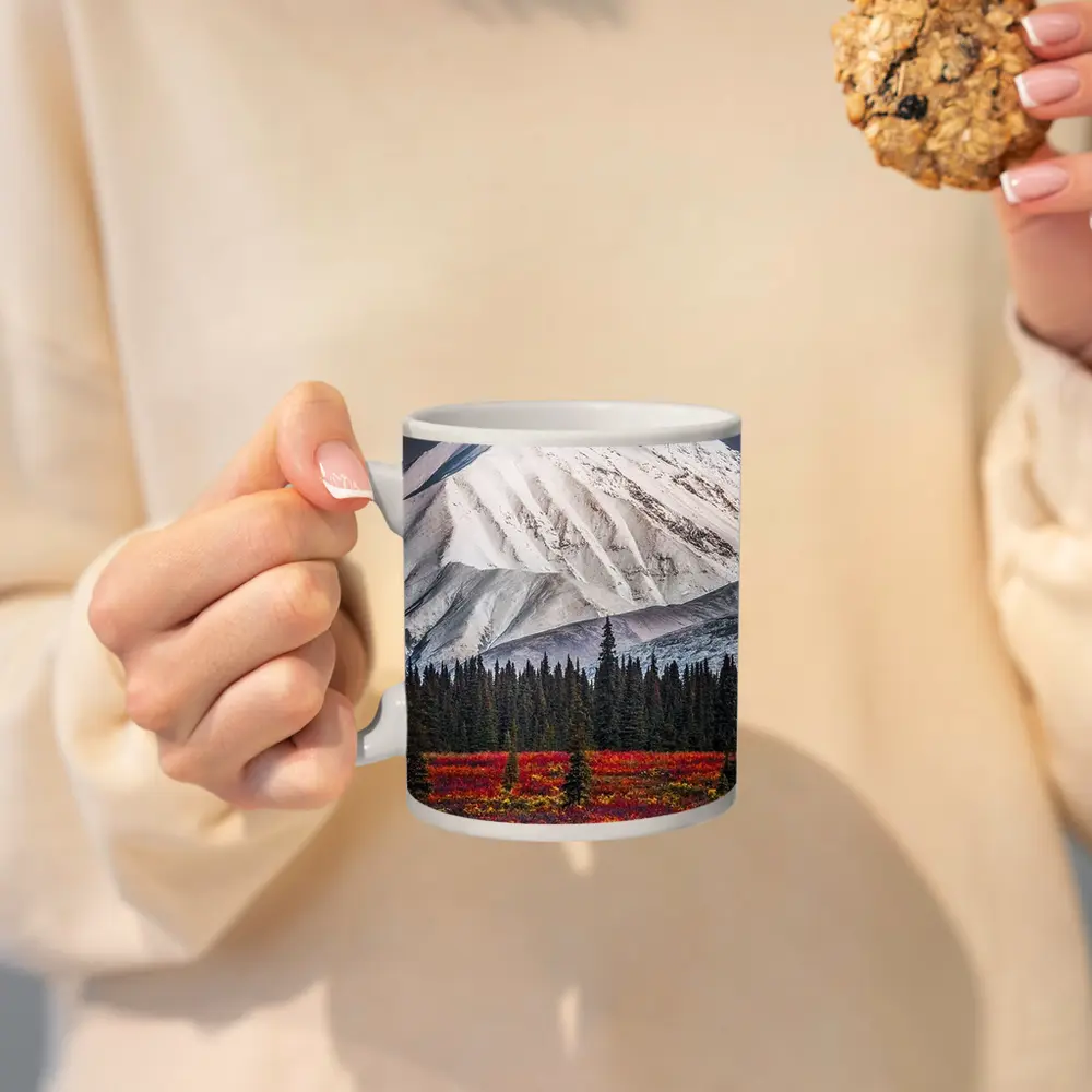Snow Capped Mountain Autumn Tundra Forest – Mugs