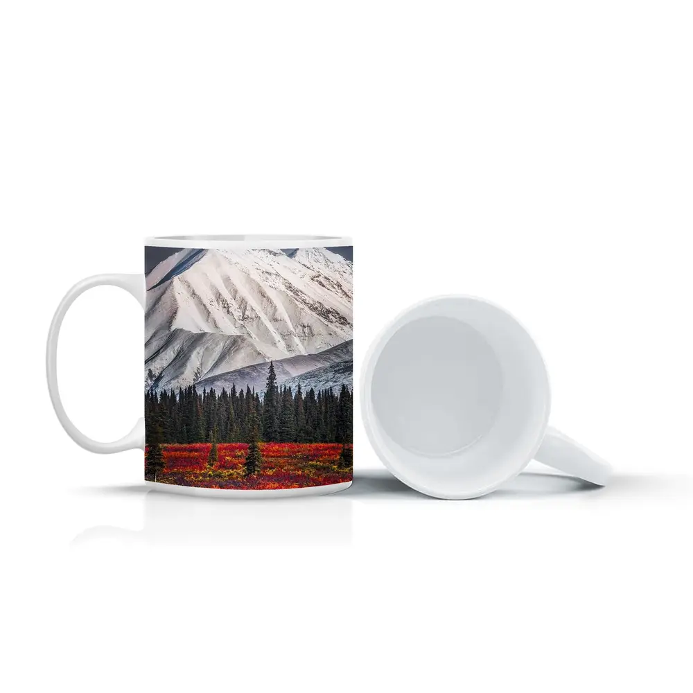 Snow Capped Mountain Autumn Tundra Forest – Mugs