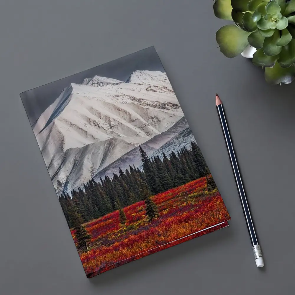 Snow Capped Mountain Autumn Tundra Forest – Notebooks