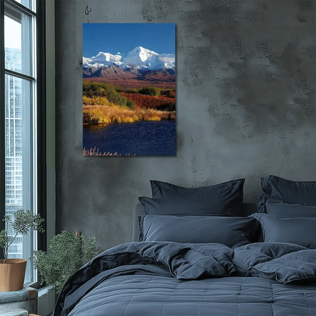 Denali Snow Peak Alaska Autumn Wilderness – Wall Art