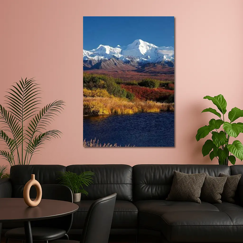 Denali Snow Peak Alaska Autumn Wilderness – Wall Art