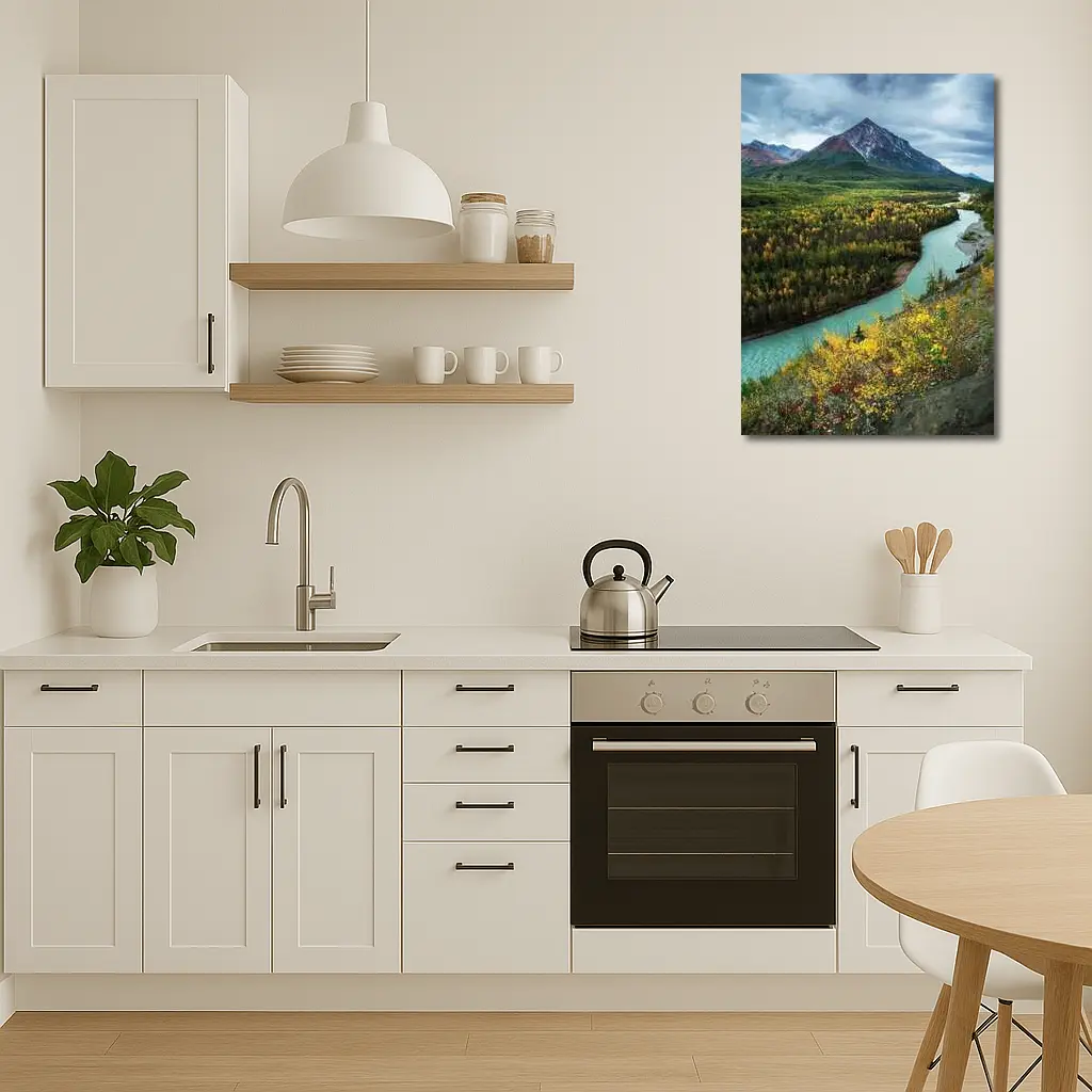 Turquoise River Valley Autumn Mountain Alaska – Wall Art