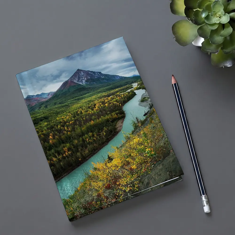Turquoise River Valley Autumn Mountain Alaska – Notebooks