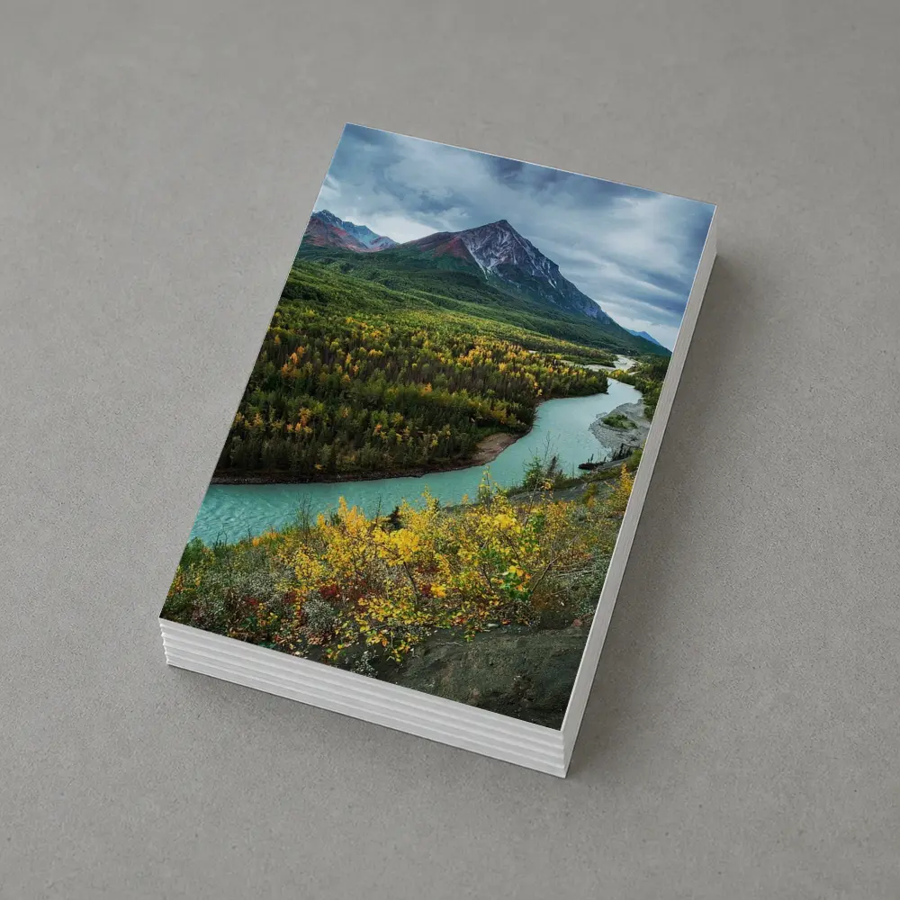 Turquoise River Valley Autumn Mountain Alaska – Postcards