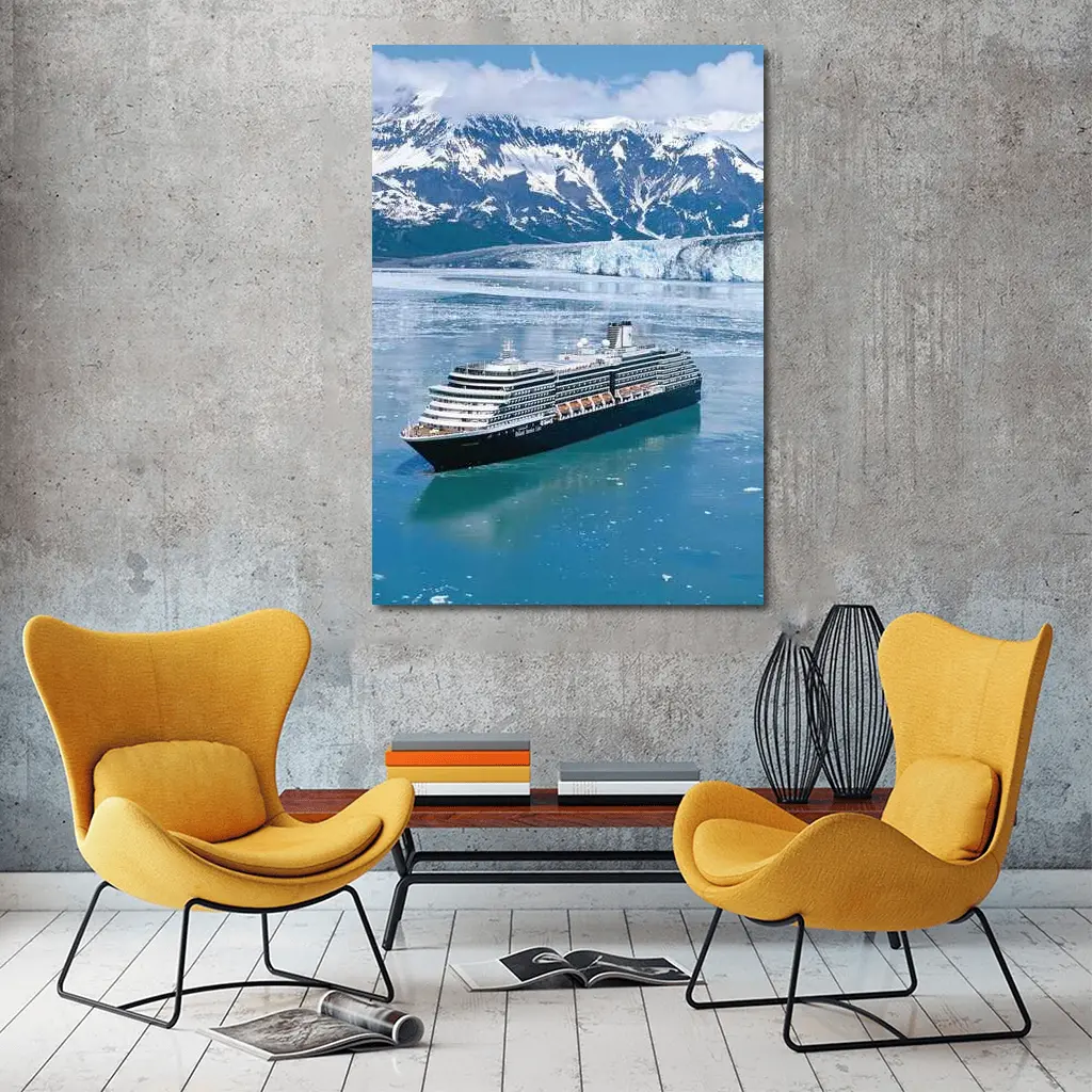 Cruise Ship Alaska Glacier Mountains Blue Water – Wall Art
