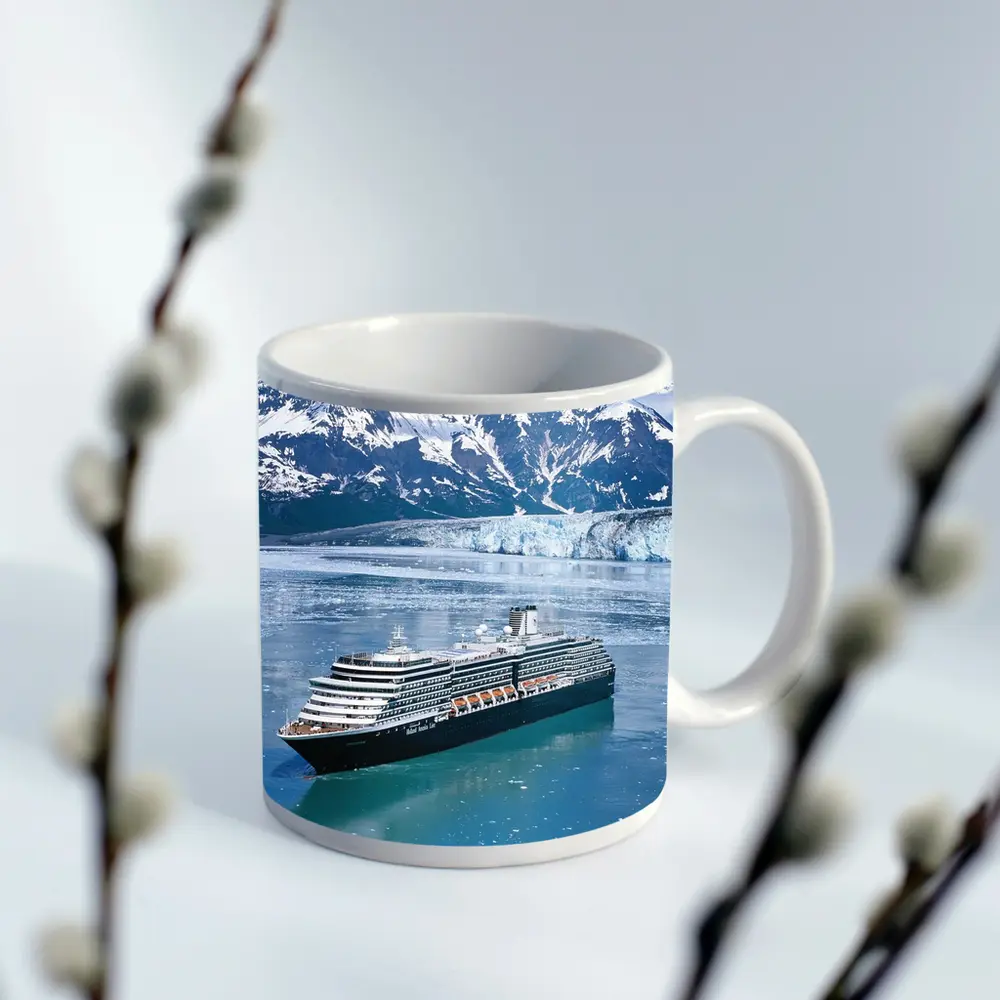 Cruise Ship Alaska Glacier Mountains Blue Water – Mugs