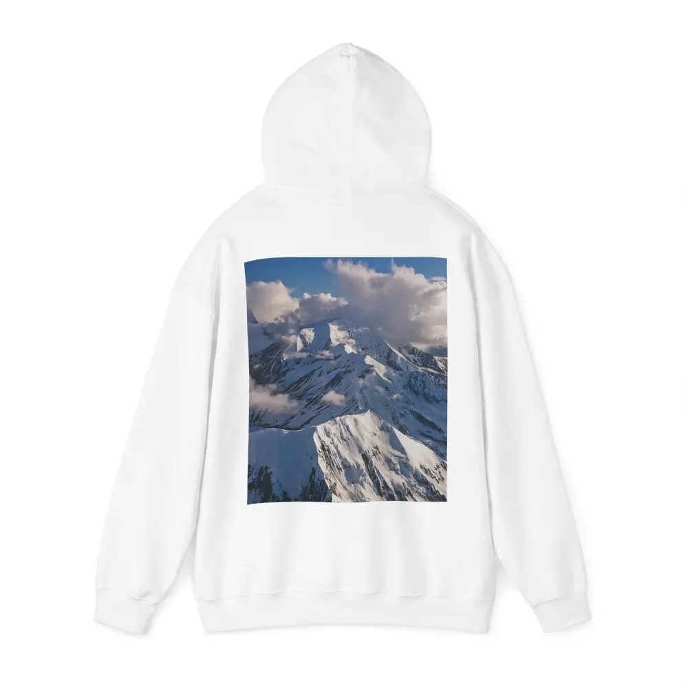 Snow Covered Mountain Peaks Blue Sky – Hoodies