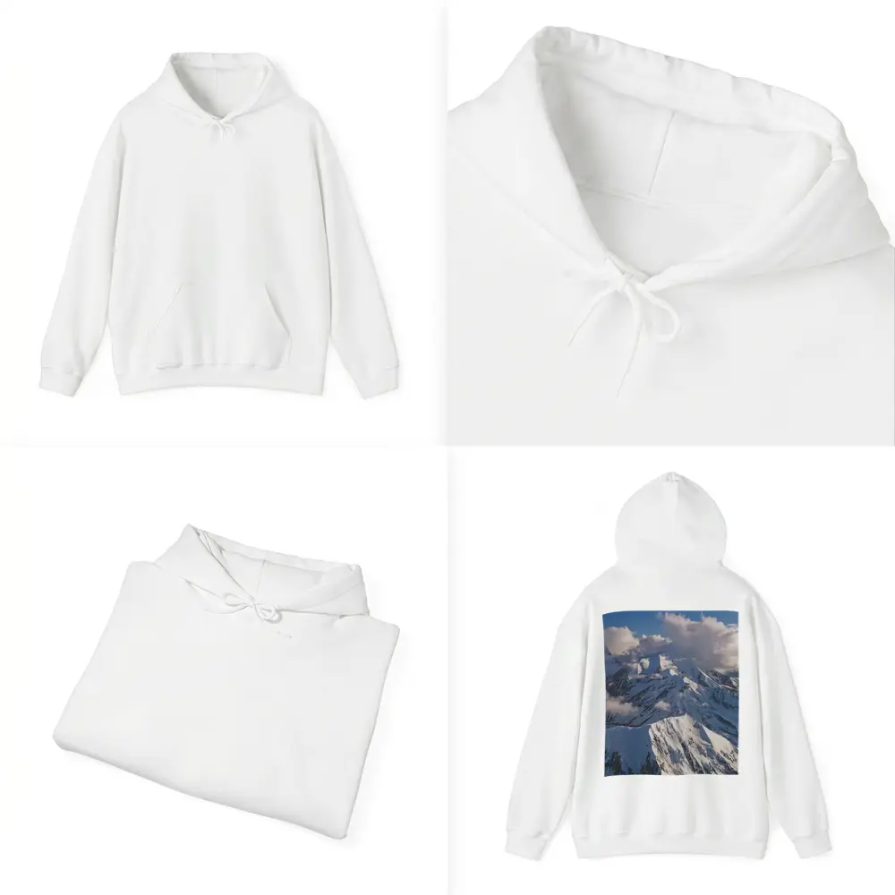 Snow Covered Mountain Peaks Blue Sky – Hoodies