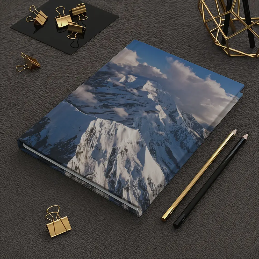 Snow Covered Mountain Peaks Blue Sky – Notebooks