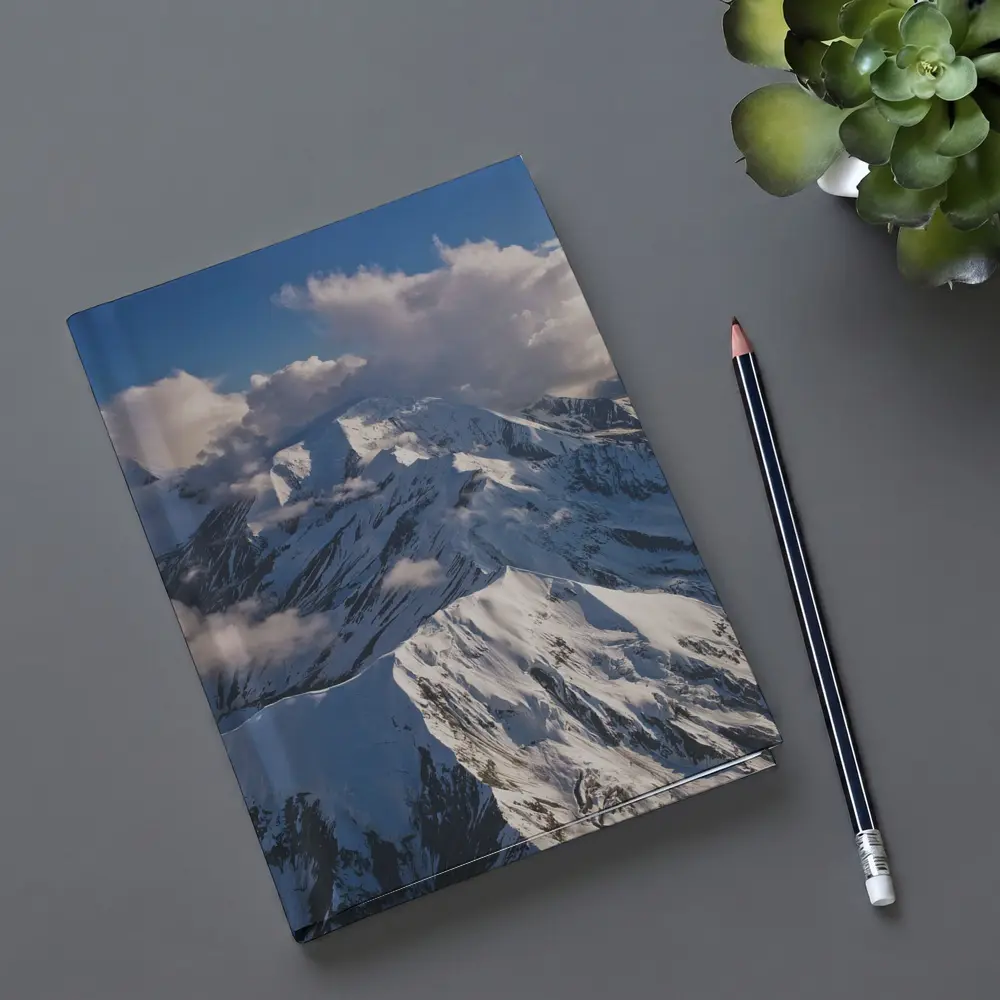 Snow Covered Mountain Peaks Blue Sky – Notebooks