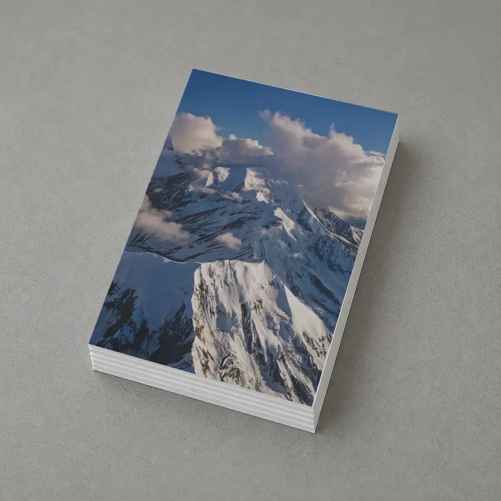Snow Covered Mountain Peaks Blue Sky – Postcards