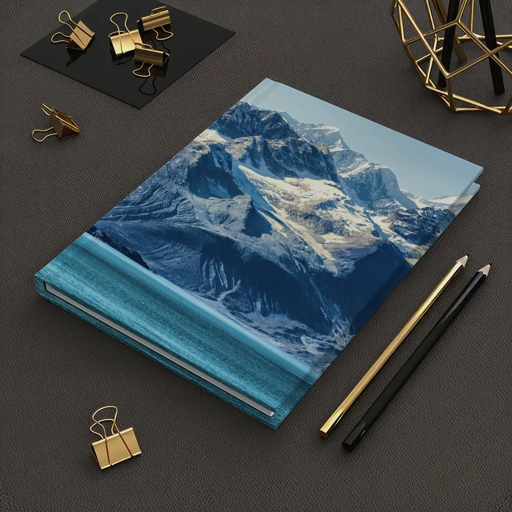 Snow Capped Mountains Over Turquoise Glacial Lake – Notebooks