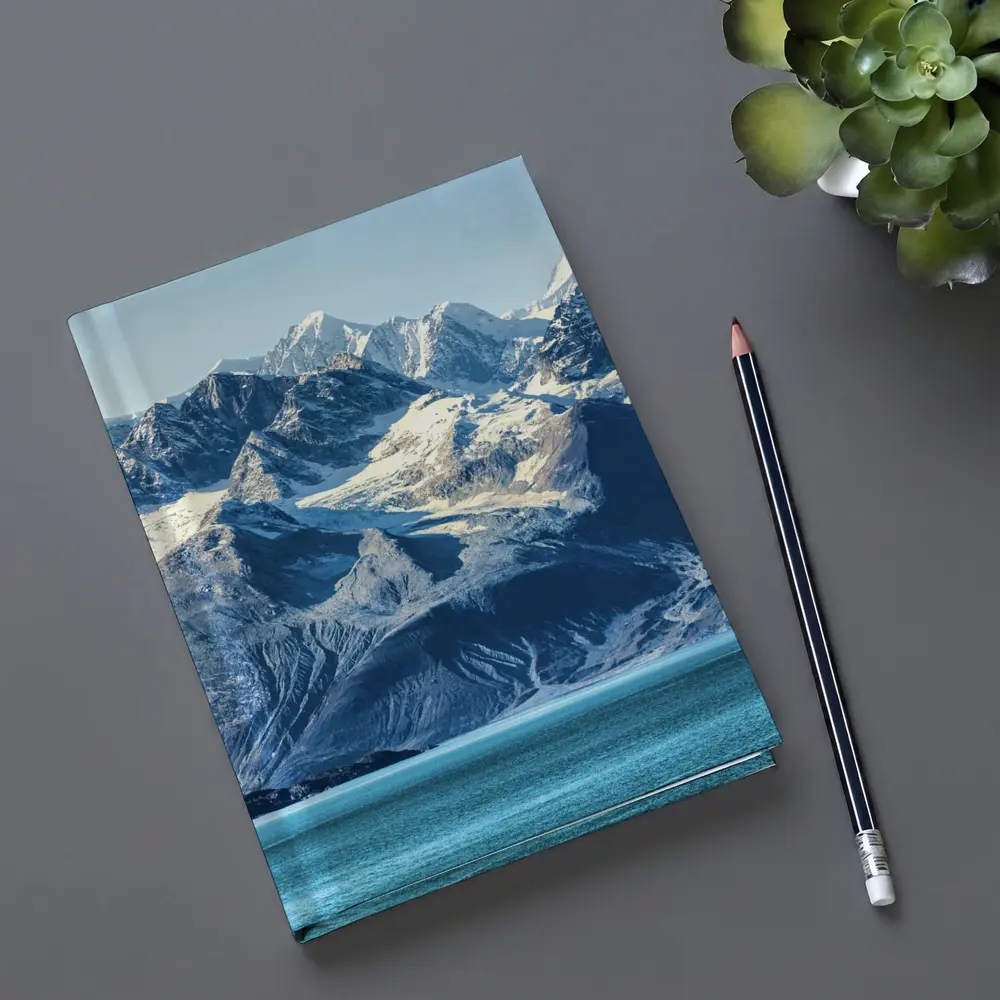 Snow Capped Mountains Over Turquoise Glacial Lake – Notebooks