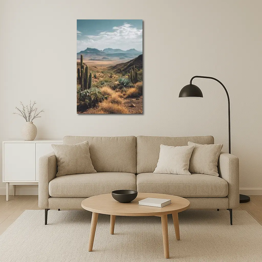 Desert Cactus Landscape With Mountain Views – Wall Art